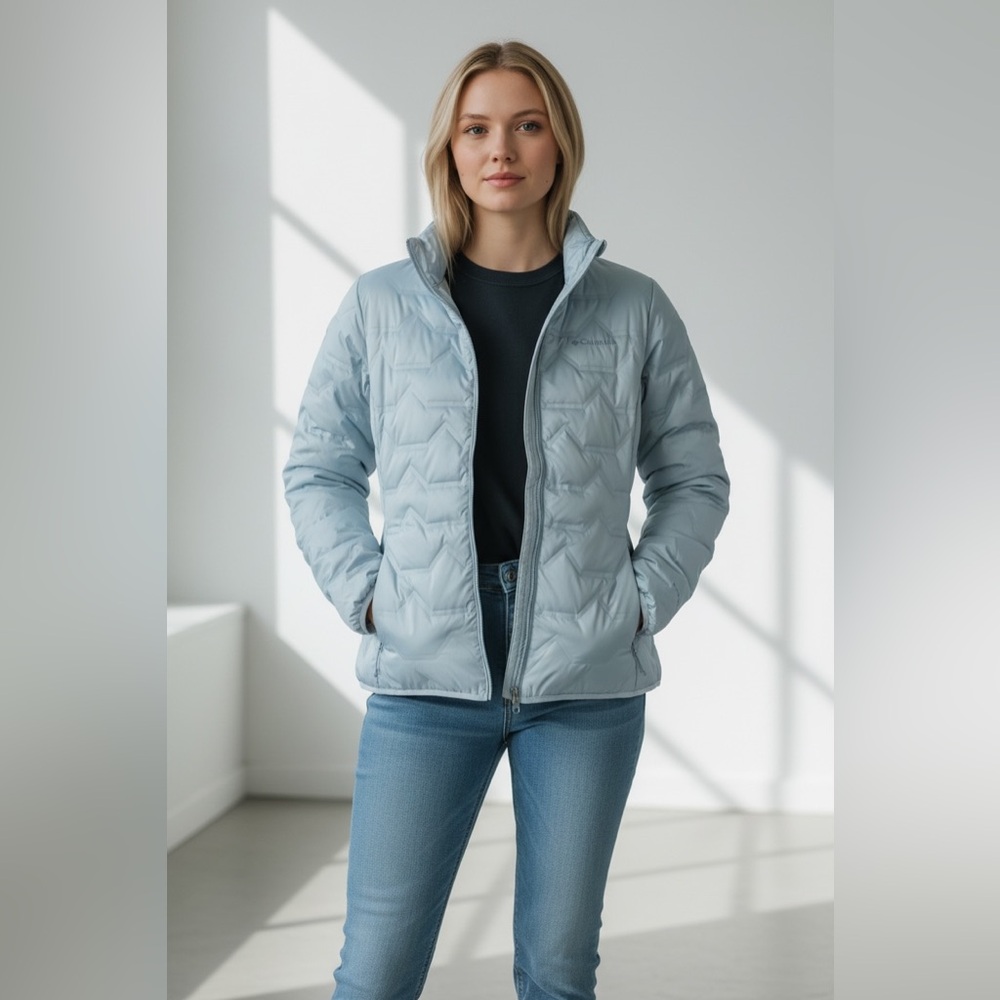 Columbia Women Large Walker Mill Heat Seal 650 Goose Down Omni Heat Jacket